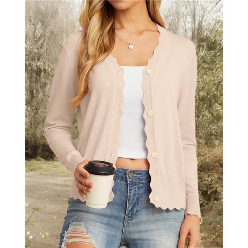 NEW Women's Long Sleeve V-Neck Button Down Cardigan Knit Shrugs Sweater - Picture 5 of 5
